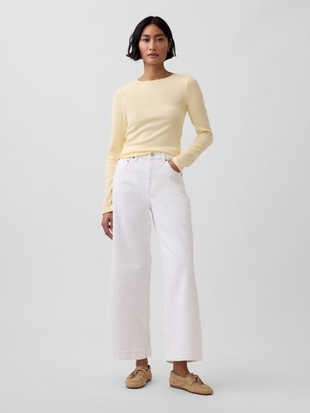 Gap High Rise Stride Ankle White Jeans